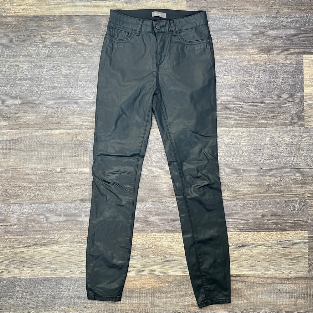 DL1961 black faux leather skinny leg Florence Instasculp jeans pants sz 25 B168